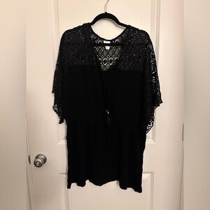 Wave Zone Black Lace Swim Coverup 2X